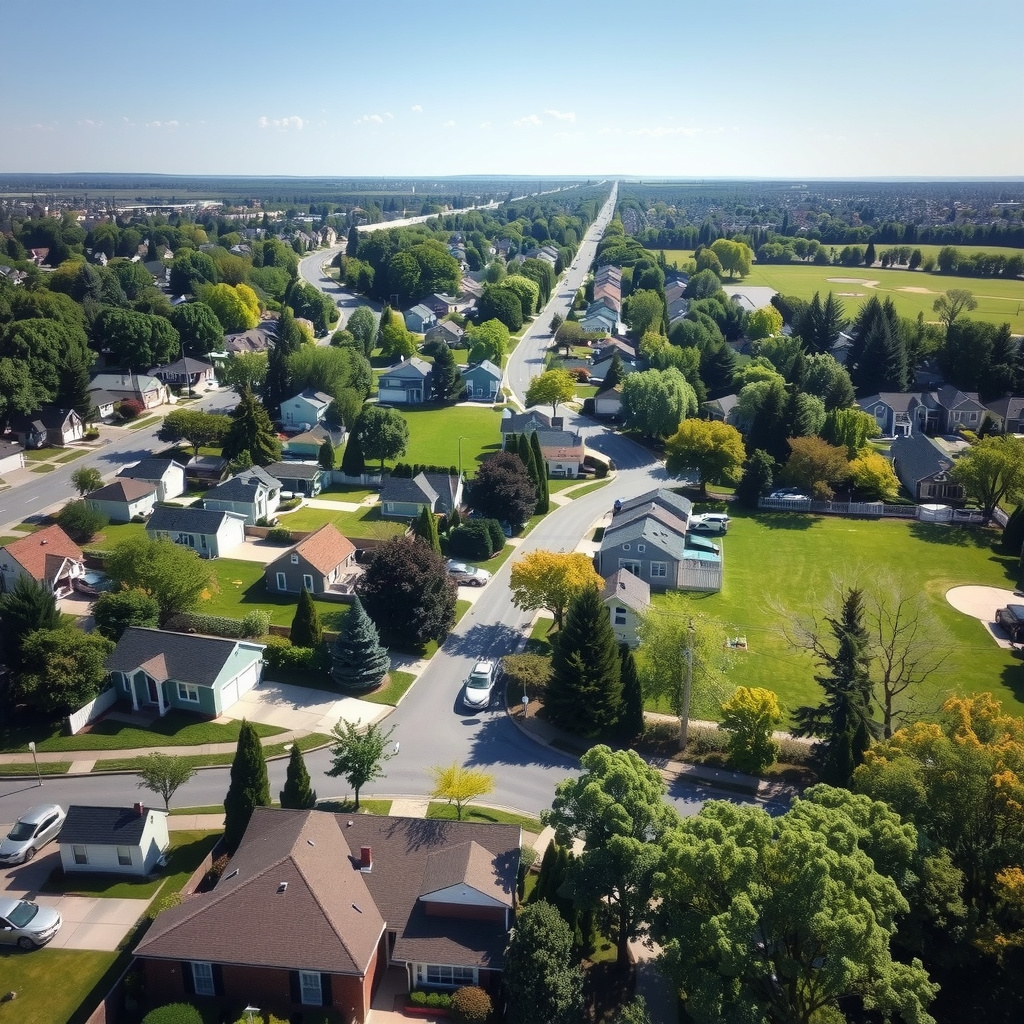 Aerial view of Dagsboro, DE showing small-town streets, nearby forests, and proximity to waterways on the coastal plain.