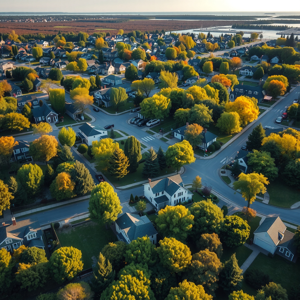 Aerial view of Dagsboro, DE showing flat coastal plain, nearby waterways, and patchwork of farms and neighborhoods.