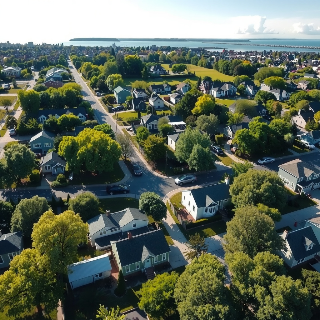 Aerial view placeholder of Millsboro, DE near Indian River, showing town center, surrounding forests, fields, and nearby waterways.