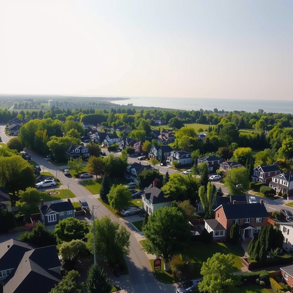 Aerial view of the Rockshire neighborhood in Rockville, MD showing tree-lined streets, nearby parks, and surrounding road network.